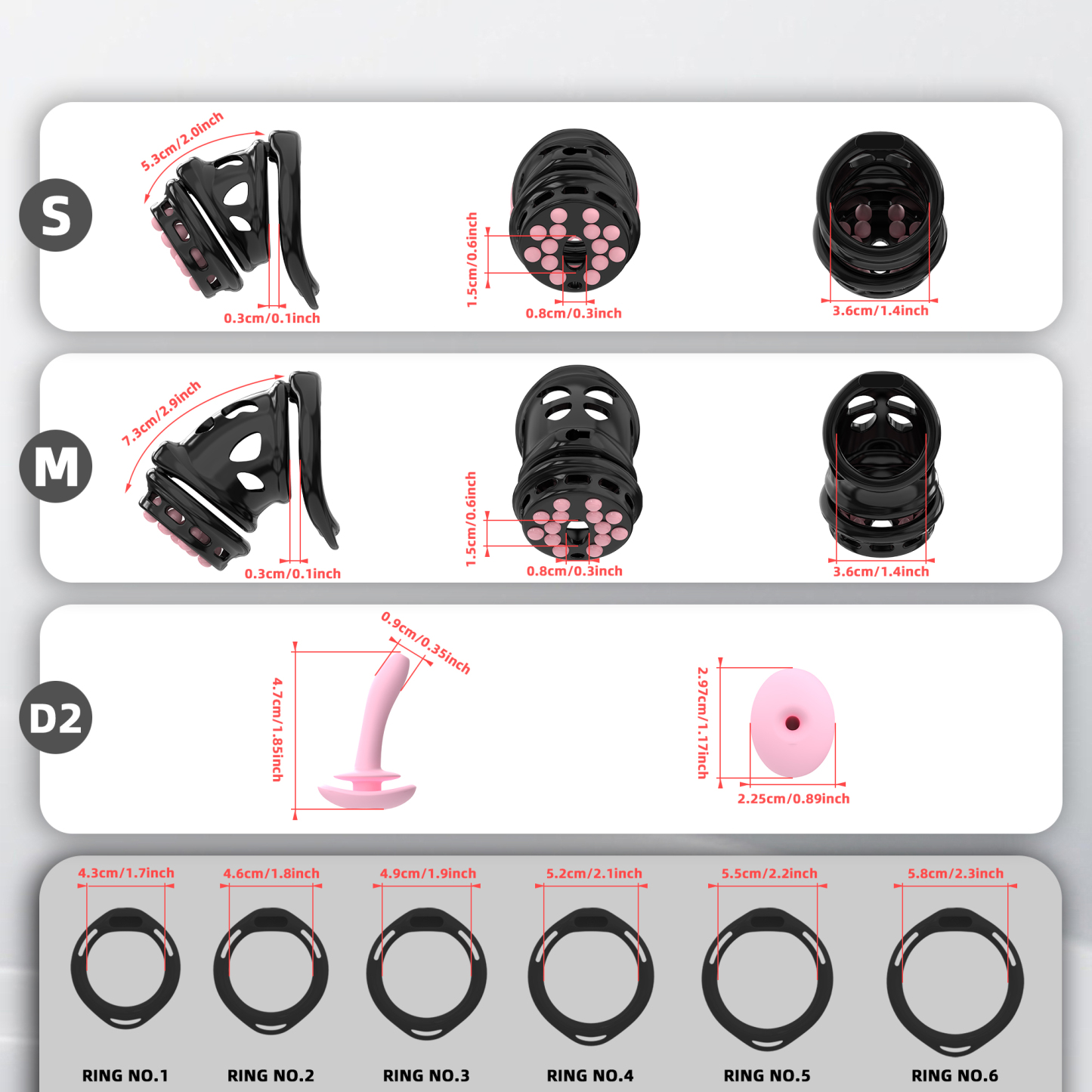 Double Layer Resin Chastity Cage Set for Men – Adjustable Hard Resin Cage with Soft Silicone Spike Bead Ring, S/M Sizes, Pink Purple Black Options