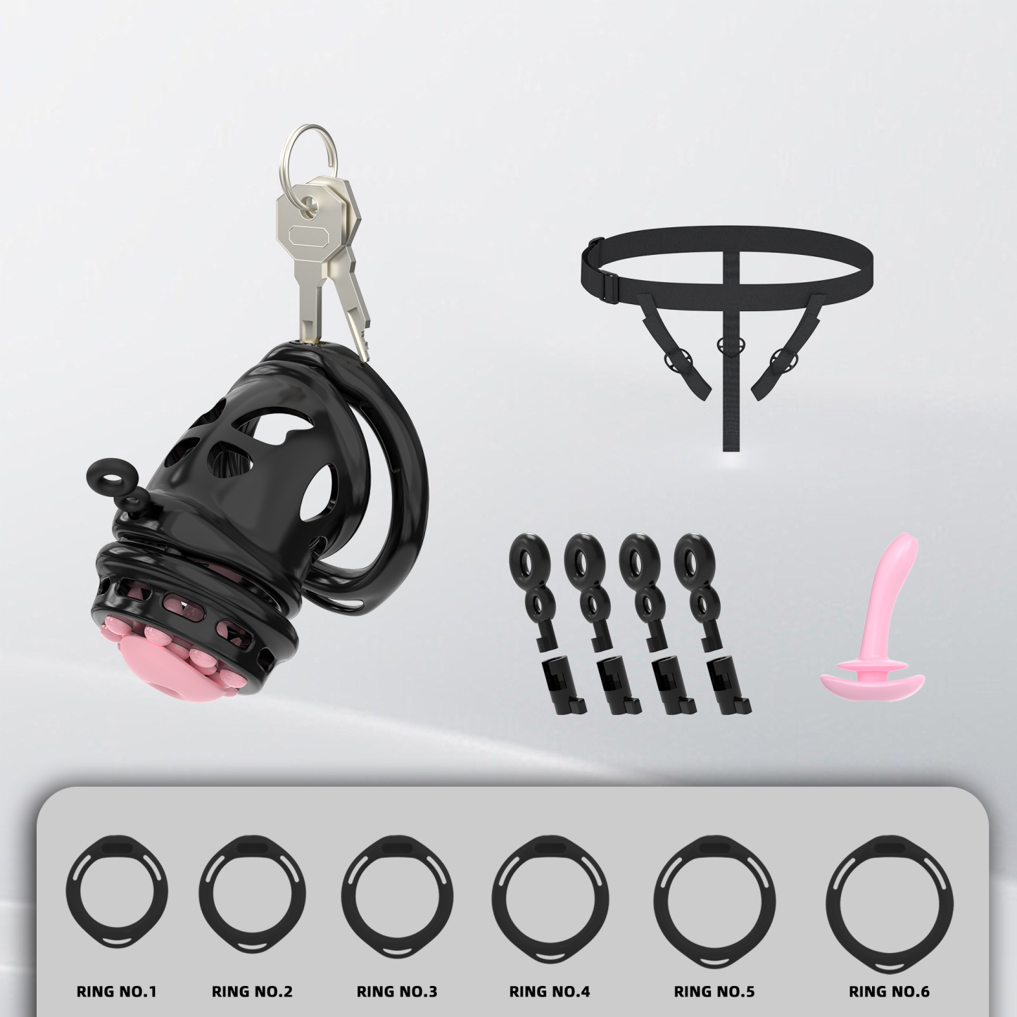 Double Layer Resin Chastity Cage Set for Men – Adjustable Hard Resin Cage with Soft Silicone Spike Bead Ring, S/M Sizes, Pink Purple Black Options