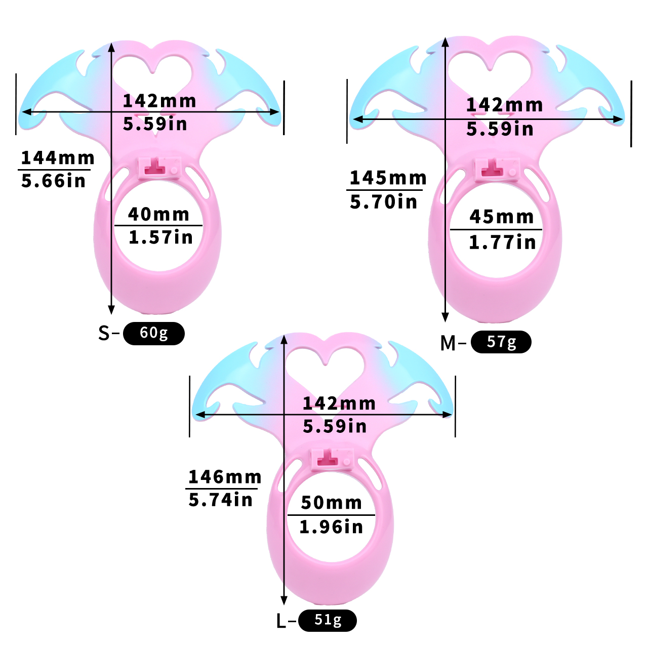 Succubus  Chastity Lock – Devil Wing Resin Cage with Strap Design