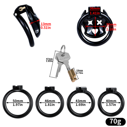 Little Devil Resin Chastity Lock – Black Heart & Horn Design
