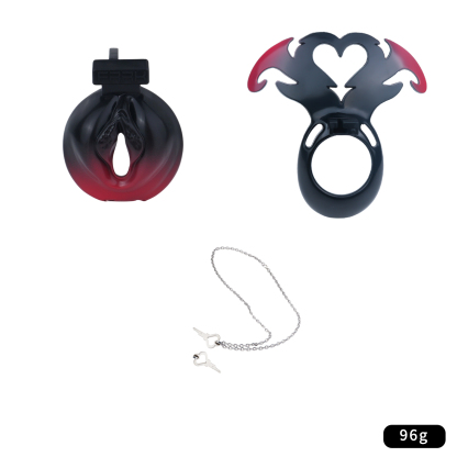 Succubus  Chastity Lock – Devil Wing Resin Cage with Strap Design