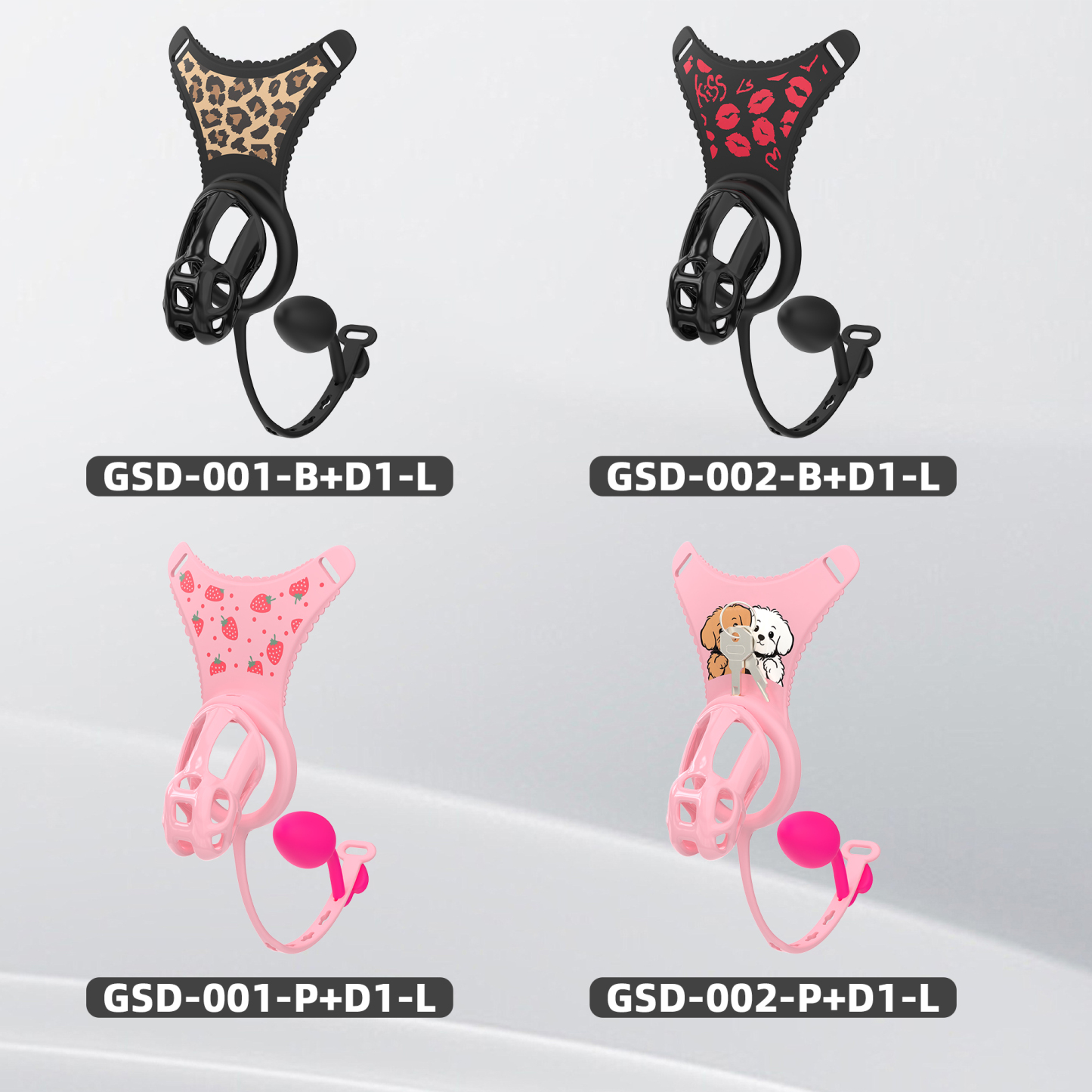 Leopard Print Wearable Chastity Cage with Remote Vibrating Plug