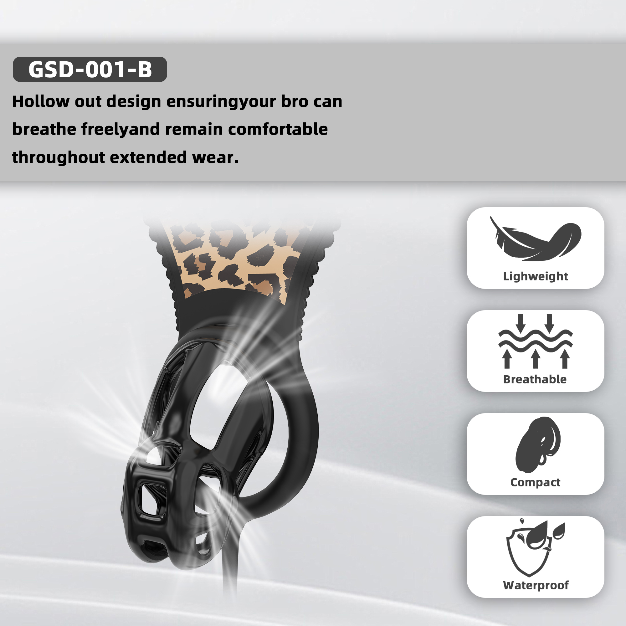 Leopard Print Wearable Chastity Cage with Remote Vibrating Plug