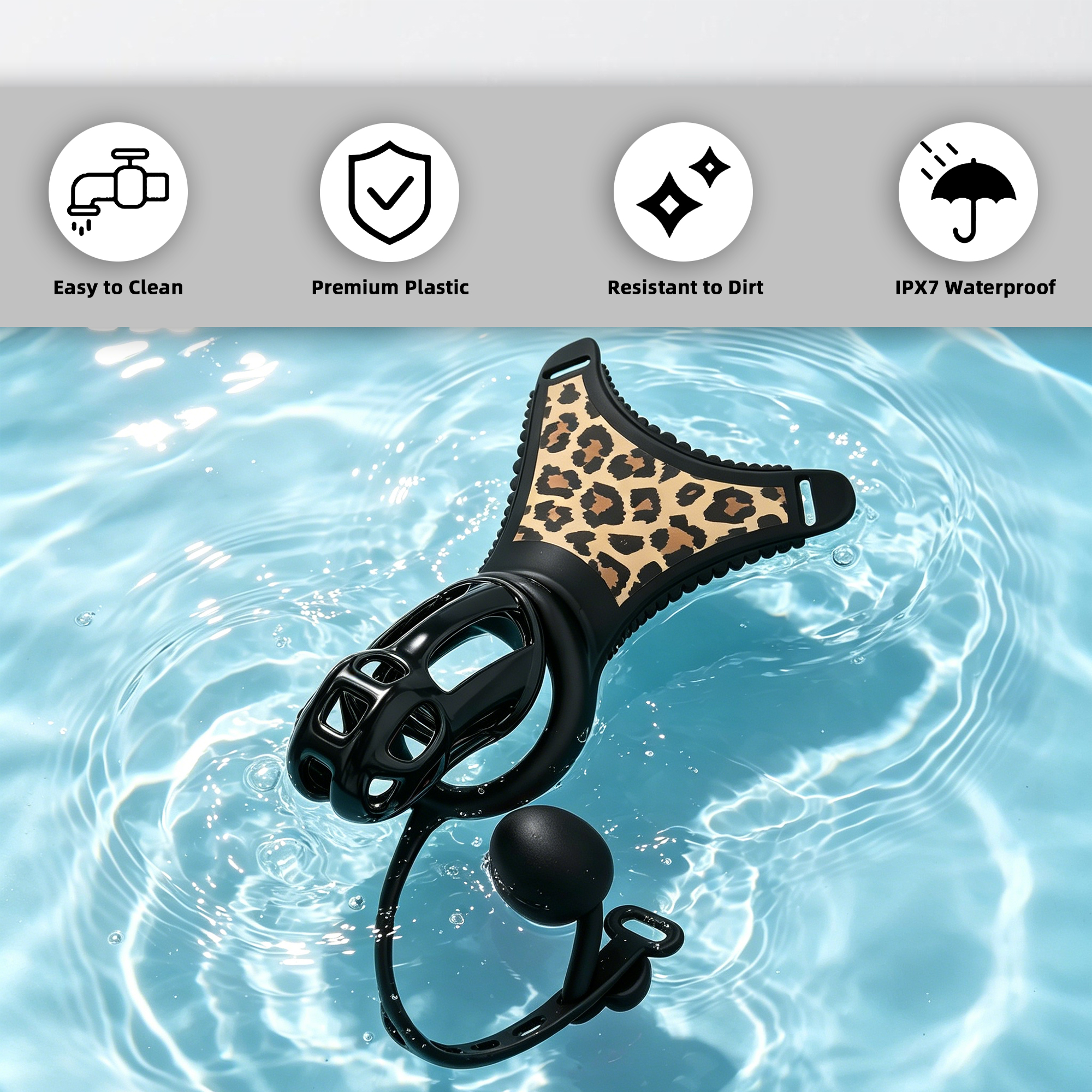 Leopard Print Wearable Chastity Cage with Remote Vibrating Plug