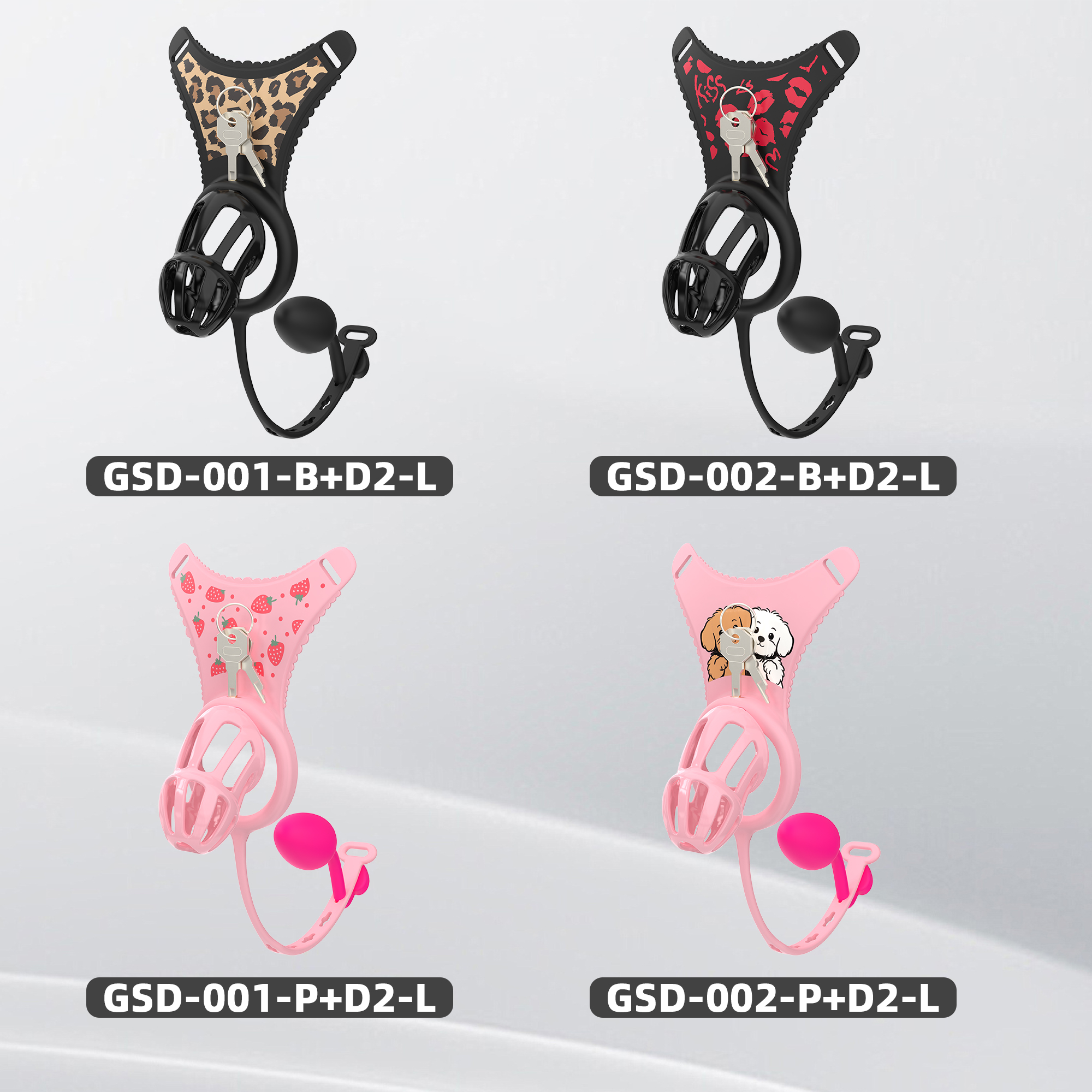 Silicone Wearable Chastity Cage with Vibrating Butt Plug & Remote Control 