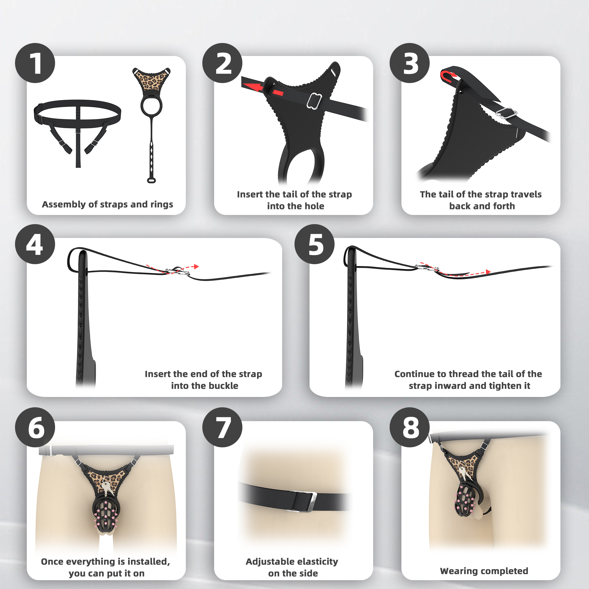 Spiked Chastity Cage Harness Set with Remote Vibrating Anal Plug