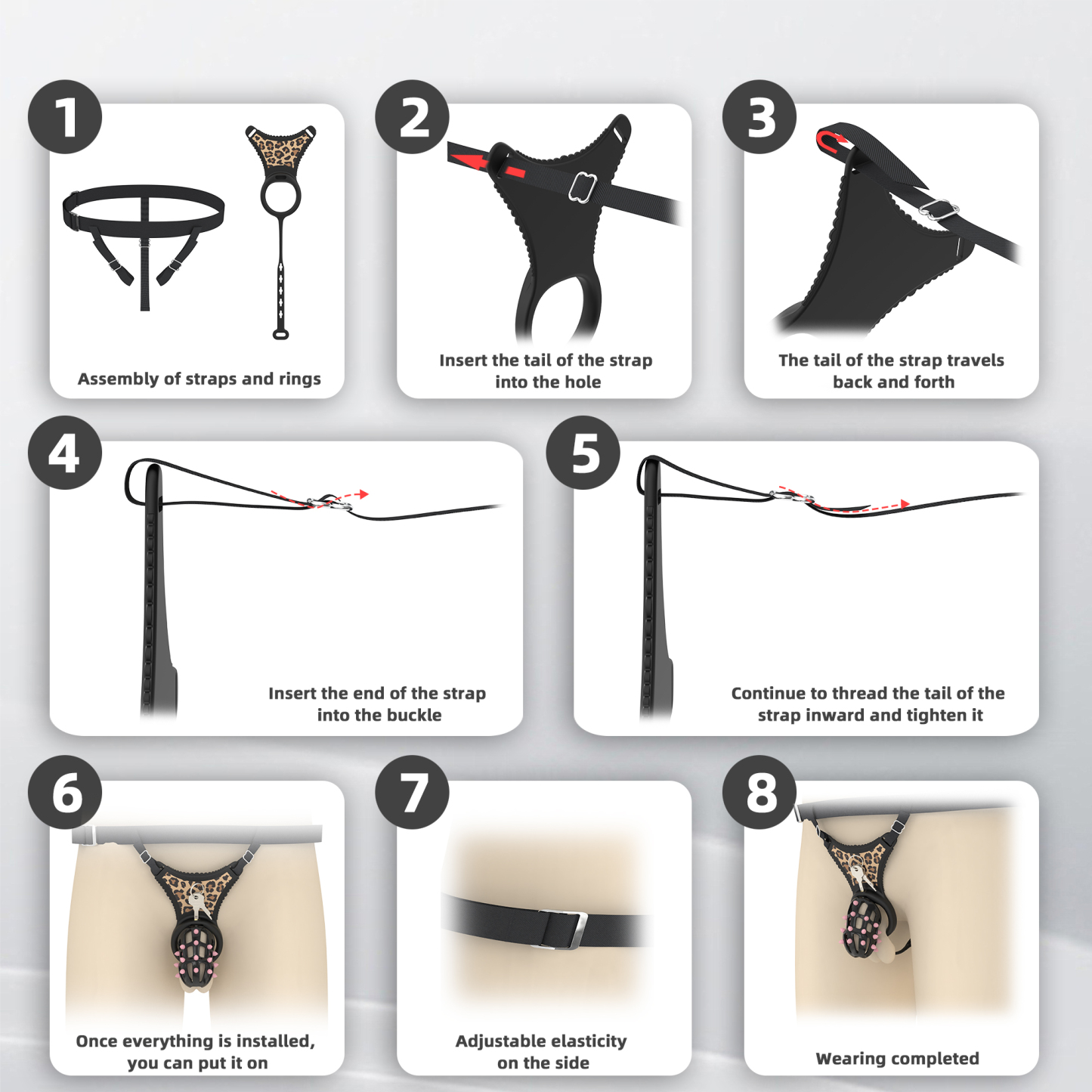 Spiked Chastity Cage Harness Set with Remote Vibrating Anal Plug