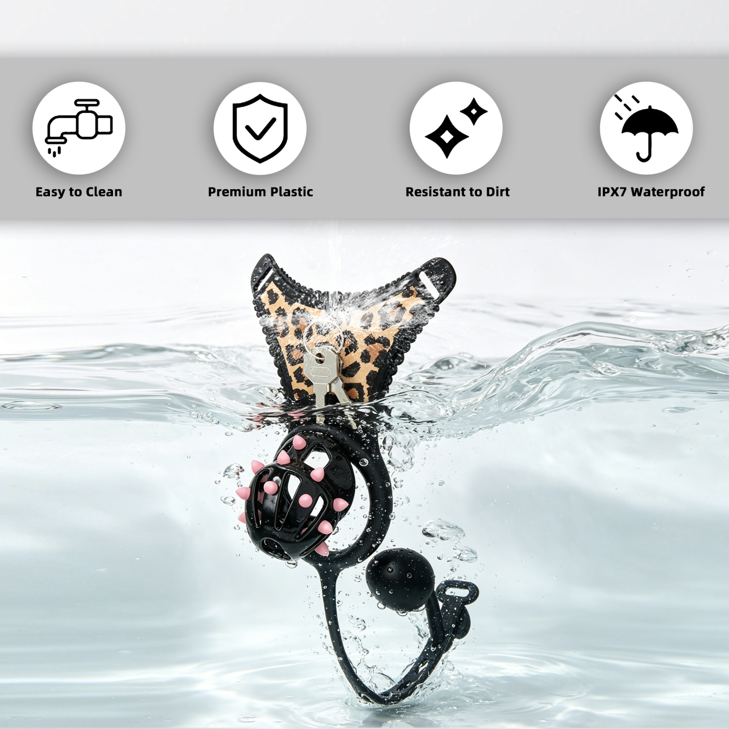 Spiked Chastity Cage Harness Set with Remote Vibrating Anal Plug