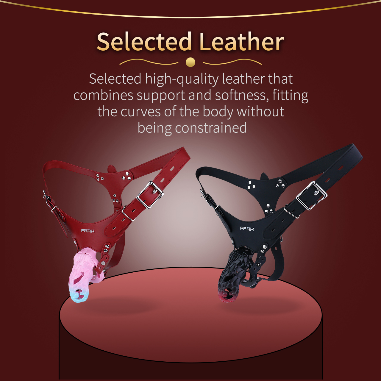 Dragon Scale Belted Chastity Cage – Ergonomic Fantasy Design with Adjustable Support Belt | Cage Sizes: S/M/L & Ring Options: S–XL
