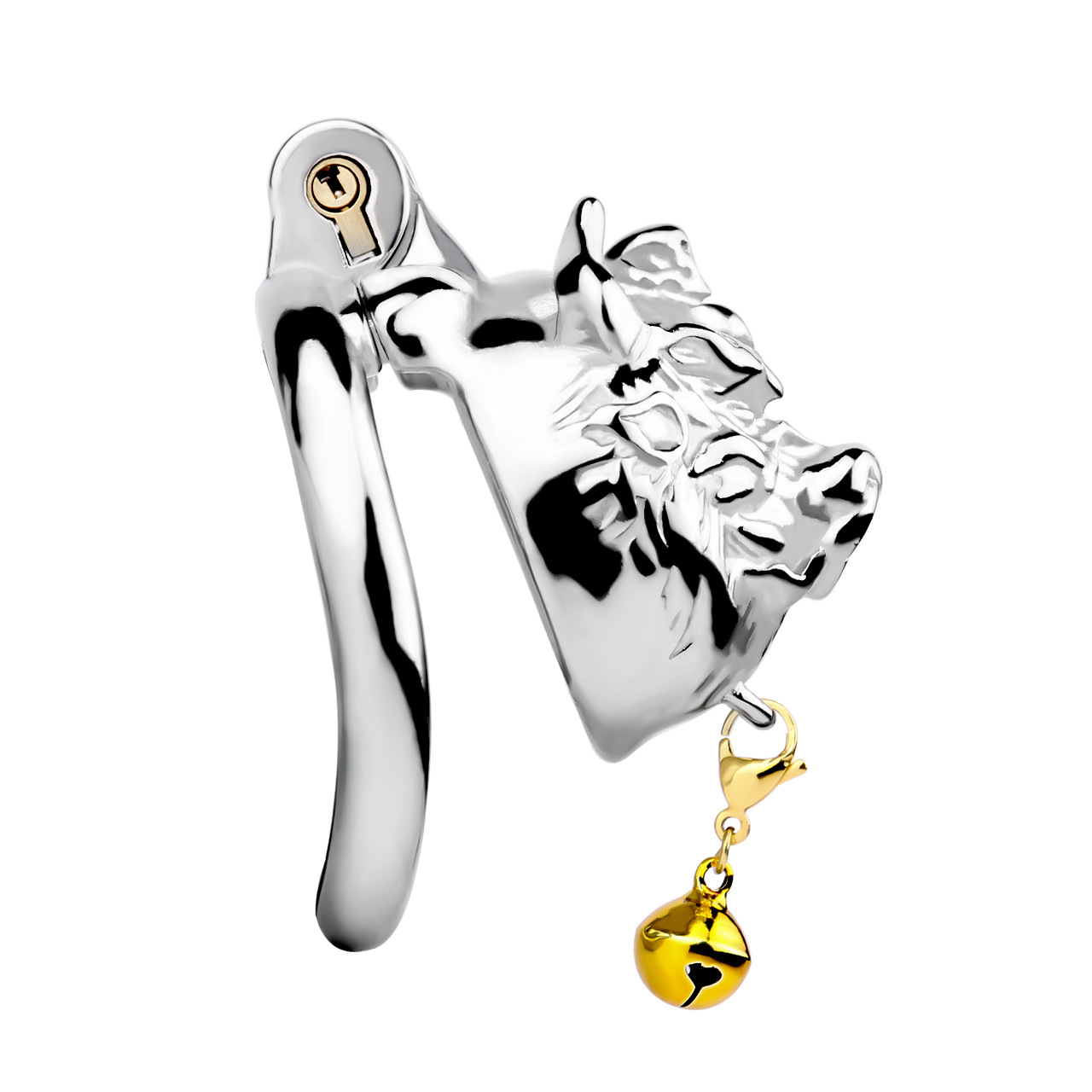 Tiger Head Metal Chastity Cage with Elastic Strap