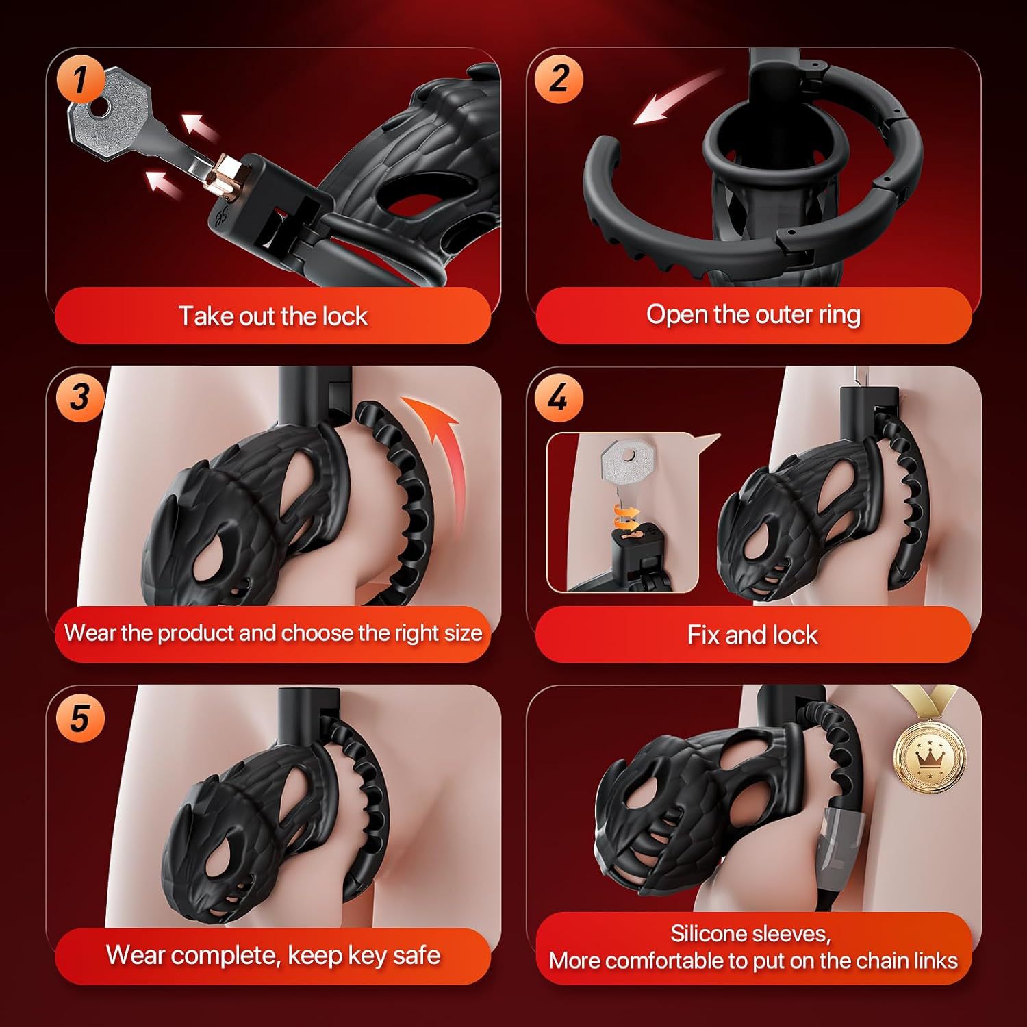 Dragon Head Self-Adjusting Chastity Cage