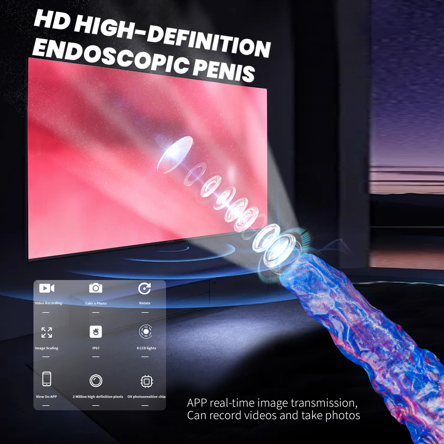 42.5cm Skull Tentacle Endoscope Dildo with HD Camera – USB-C UVC Monster Fantasy Suction Cup Dildo for Live View Exploration-ToyAura
