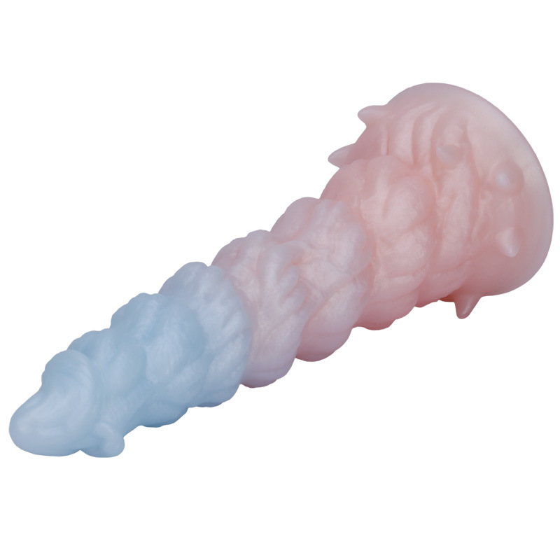 Textured Silicone Dildo – Gradient Blue & Pink, Unique Spiral Design