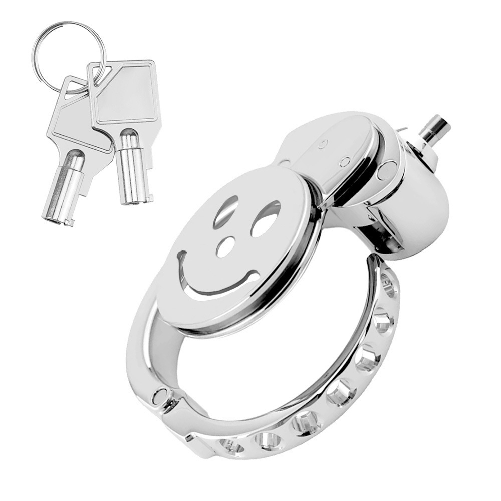 FLAT CHASTITY CAGE METAL MALE SMILEY
