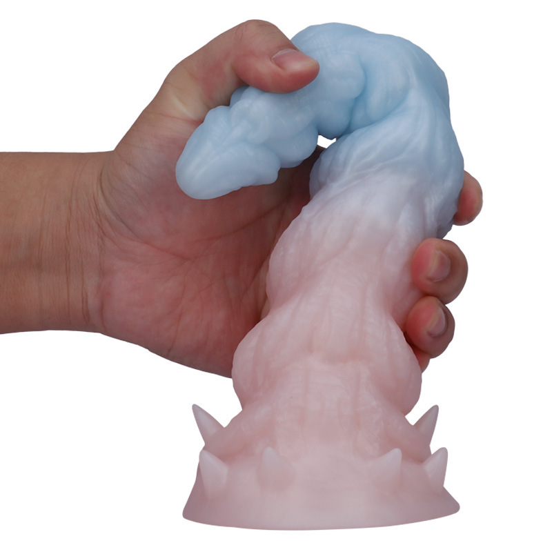 Textured Silicone Dildo – Gradient Blue & Pink, Unique Spiral Design