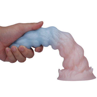 Textured Silicone Dildo – Gradient Blue & Pink, Unique Spiral Design