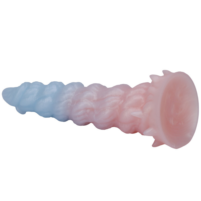 Textured Silicone Dildo – Gradient Blue & Pink, Unique Spiral Design