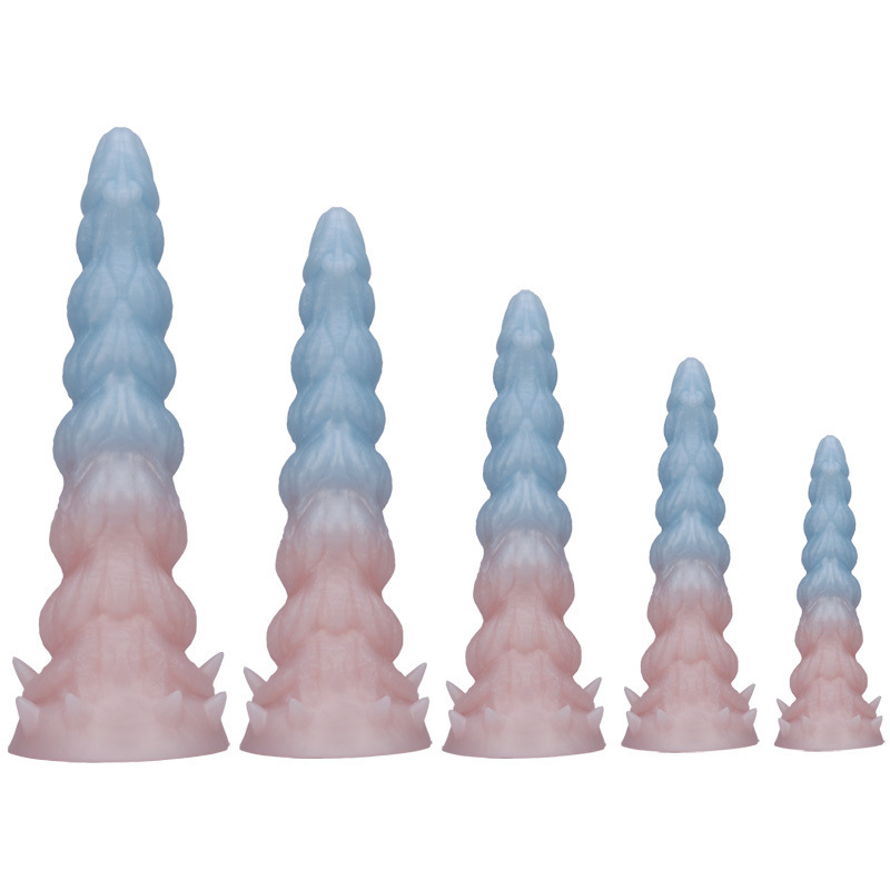 Textured Silicone Dildo – Gradient Blue & Pink, Unique Spiral Design