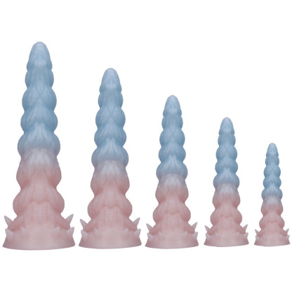 Textured Silicone Dildo – Gradient Blue & Pink, Unique Spiral Design