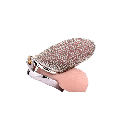 Lightweight Breathable Mesh Male Chastity Cage with One-Touch Closure and Adjustable Carabiner Lock