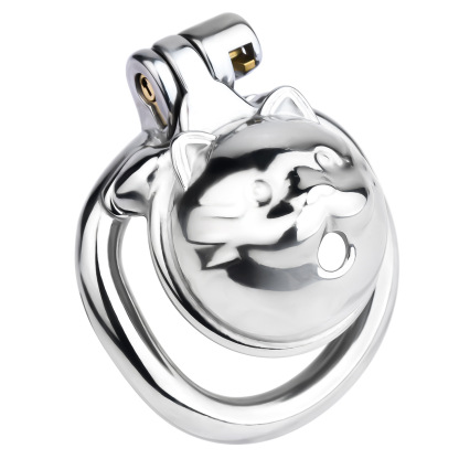 Stainless Steel Cat-Shaped Male Chastity Cage
