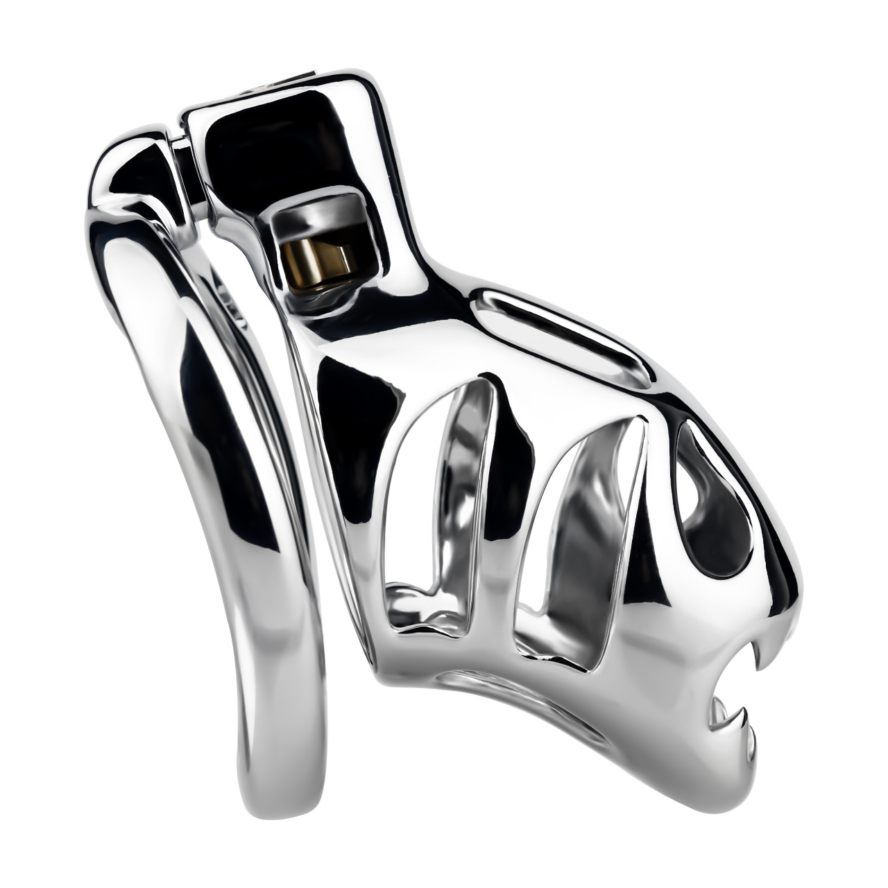 Metal Chastity Lock with Adjustable Strap – Secure Stainless Steel Chastity Cage