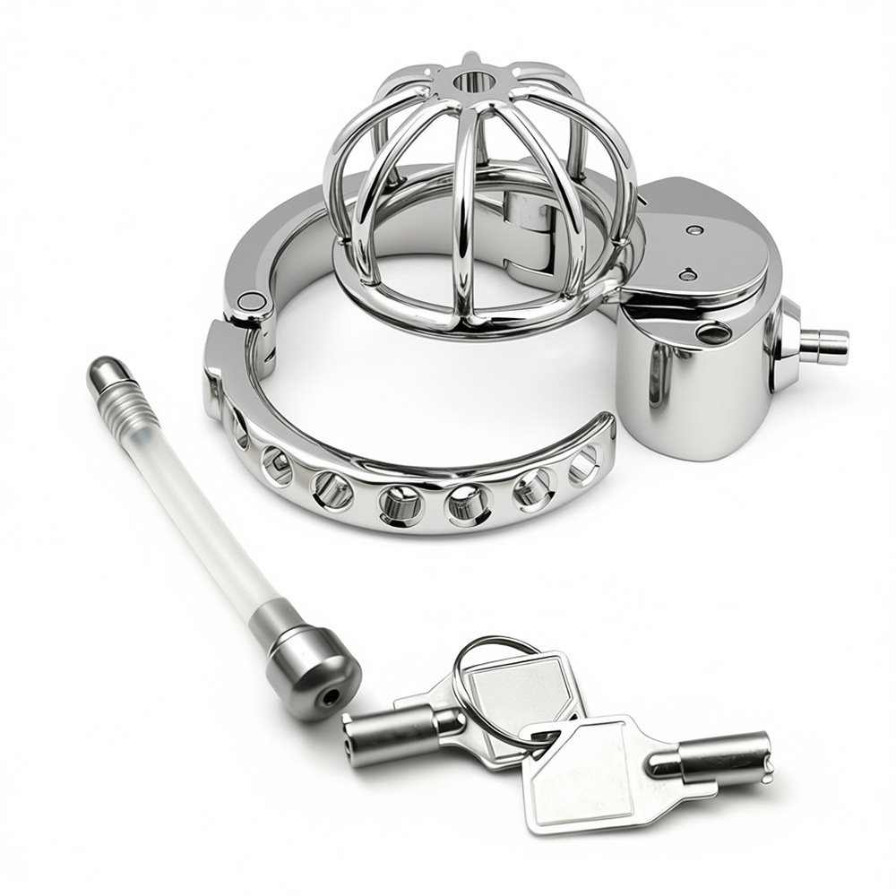 Stainless Steel Cock Cage for Men | Male Chastity Device with Adjustable Fit 32–50mm & Urethral Tube