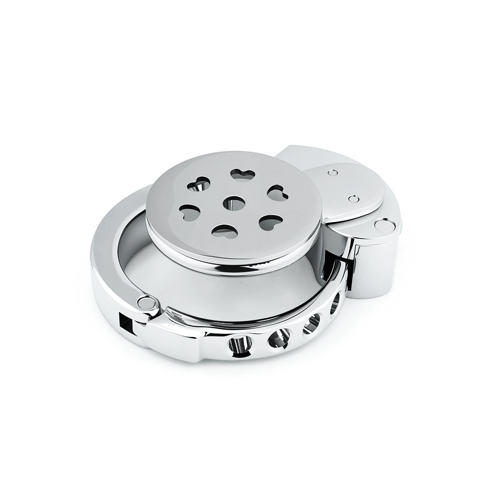 Stainless Steel Flat Plate Chastity Lock – Secure, Breathable & Polished Metal Cage for Men