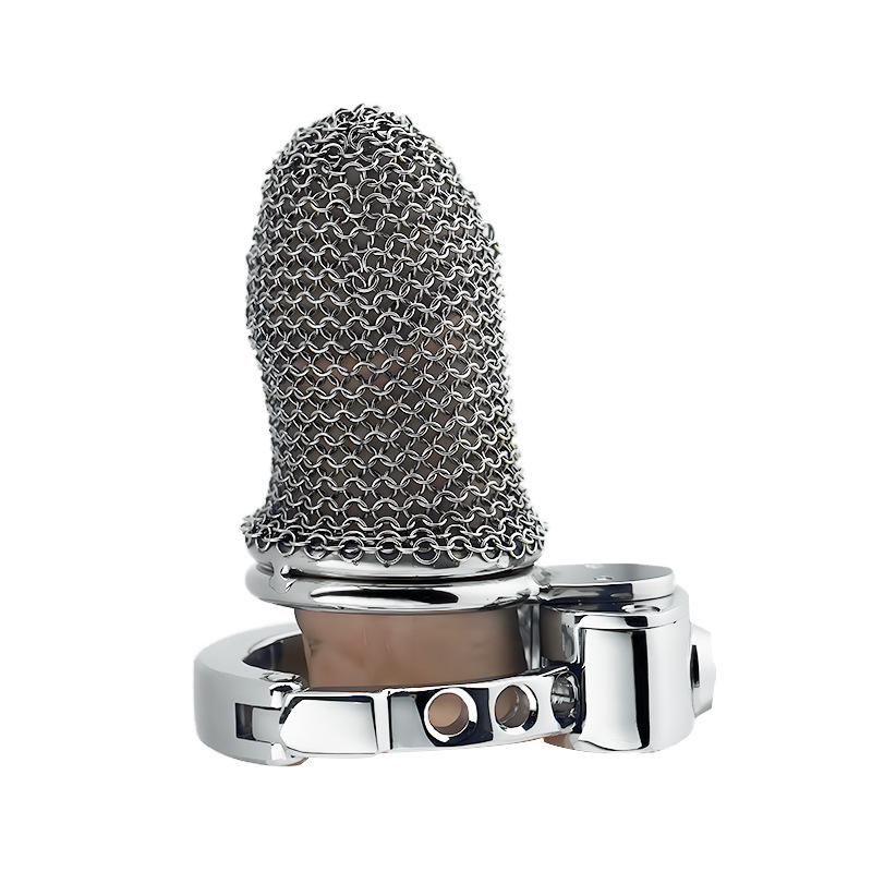 Stainless Steel Mesh Chastity Cage for Men | Breathable Chainmail Design with Adjustable Base Ring