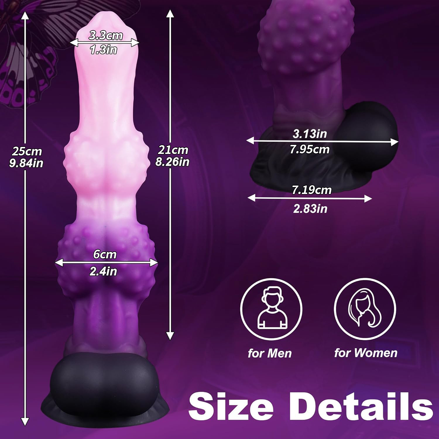 Textured Knotted Fantasy Dildo with Suction Base