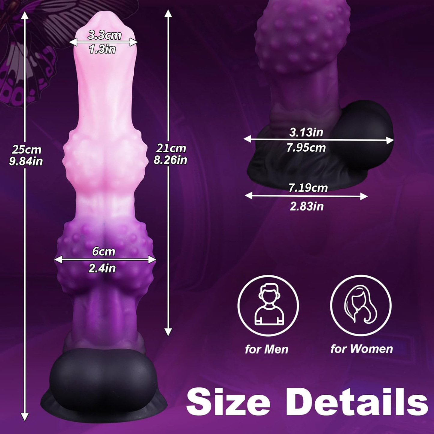 Textured Knotted Fantasy Dildo with Suction Base
