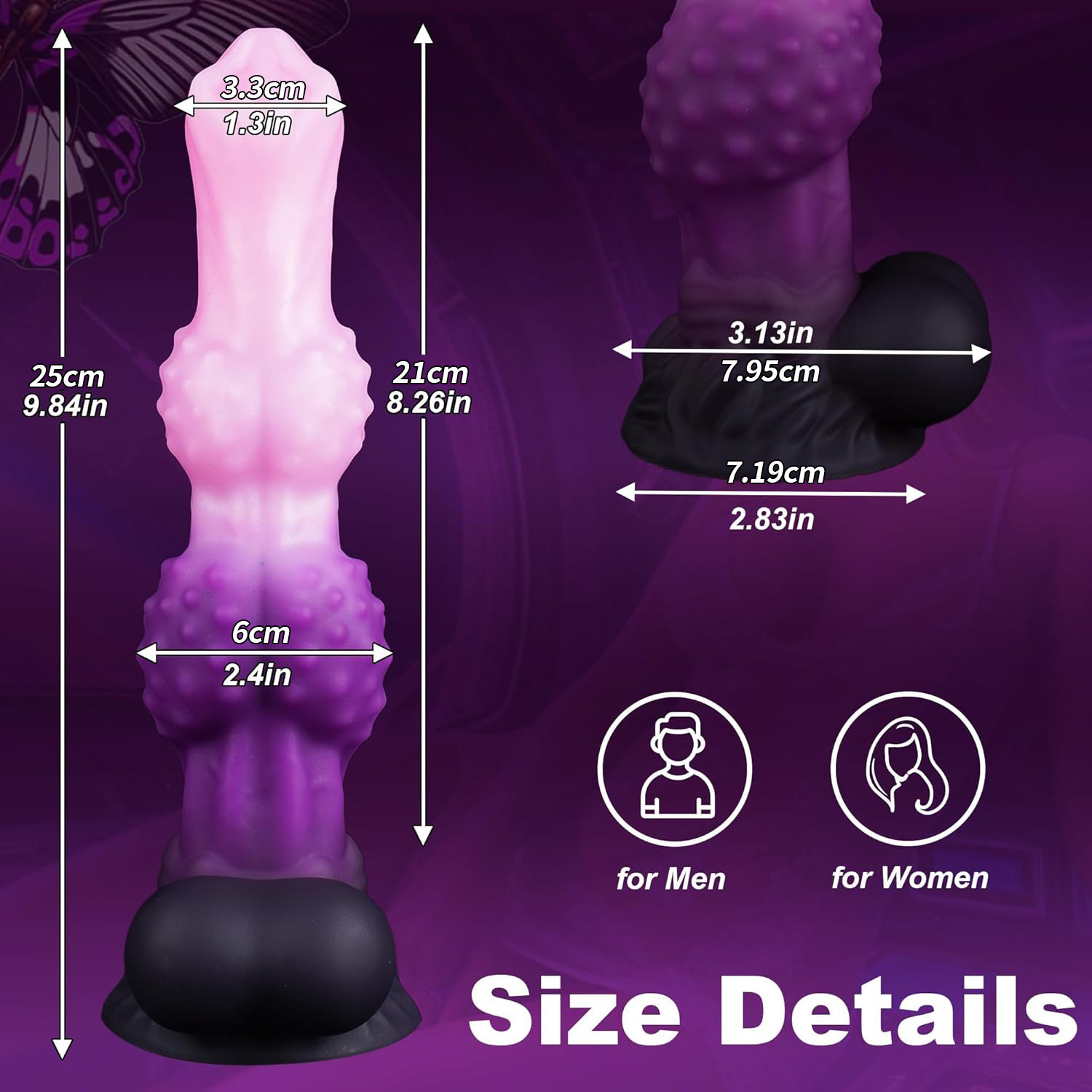 Textured Knotted Fantasy Dildo with Suction Base