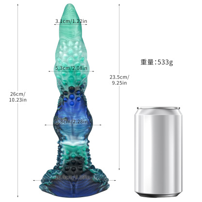 Multi-Node Fantasy Silicone Dildo with Suction Base