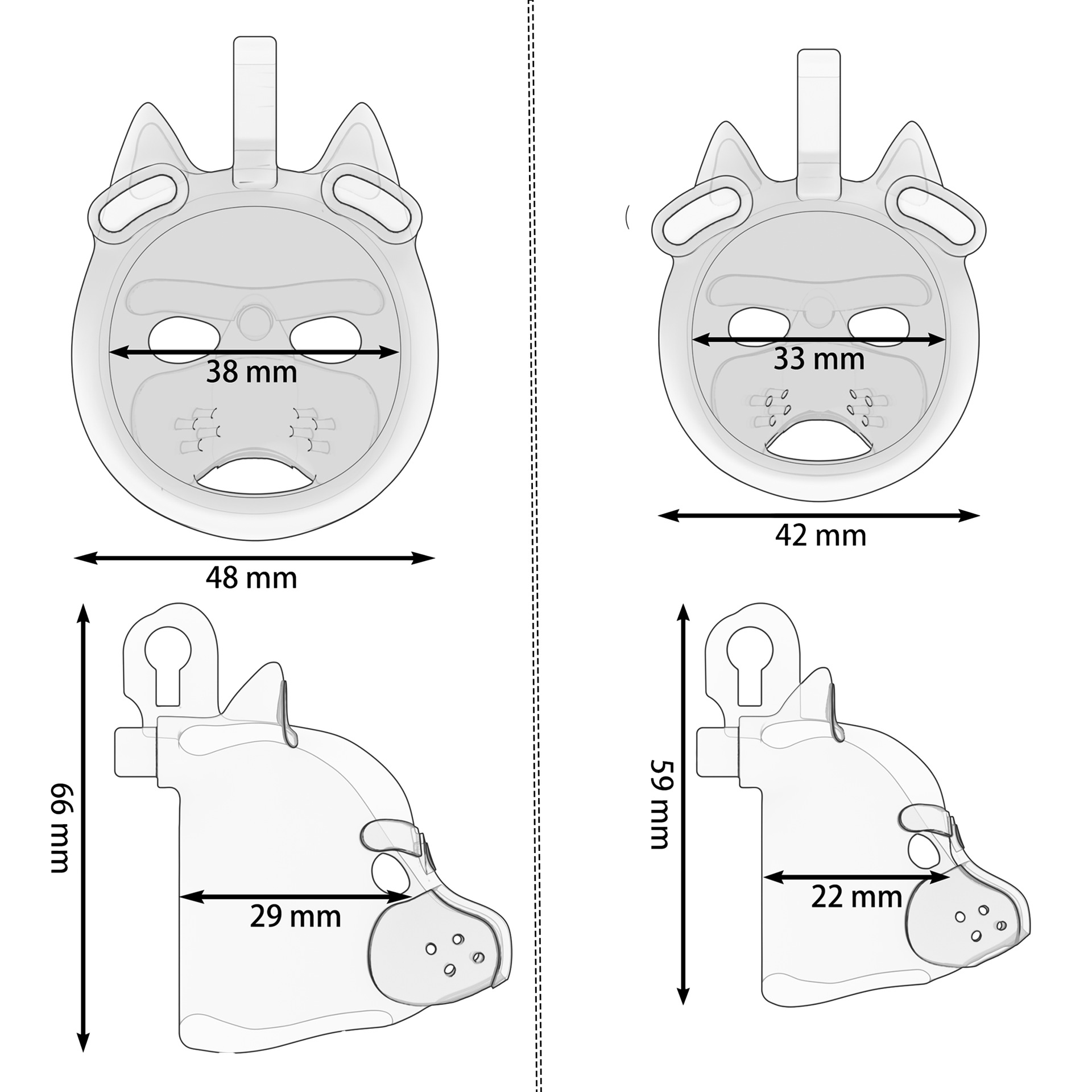 Dog Head 3D Printed Chastity Cage