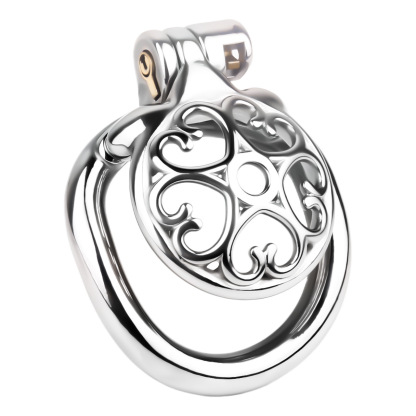 Stainless Steel Male Chastity Device – Ornate Metal Chastity Cage with Secure Lock