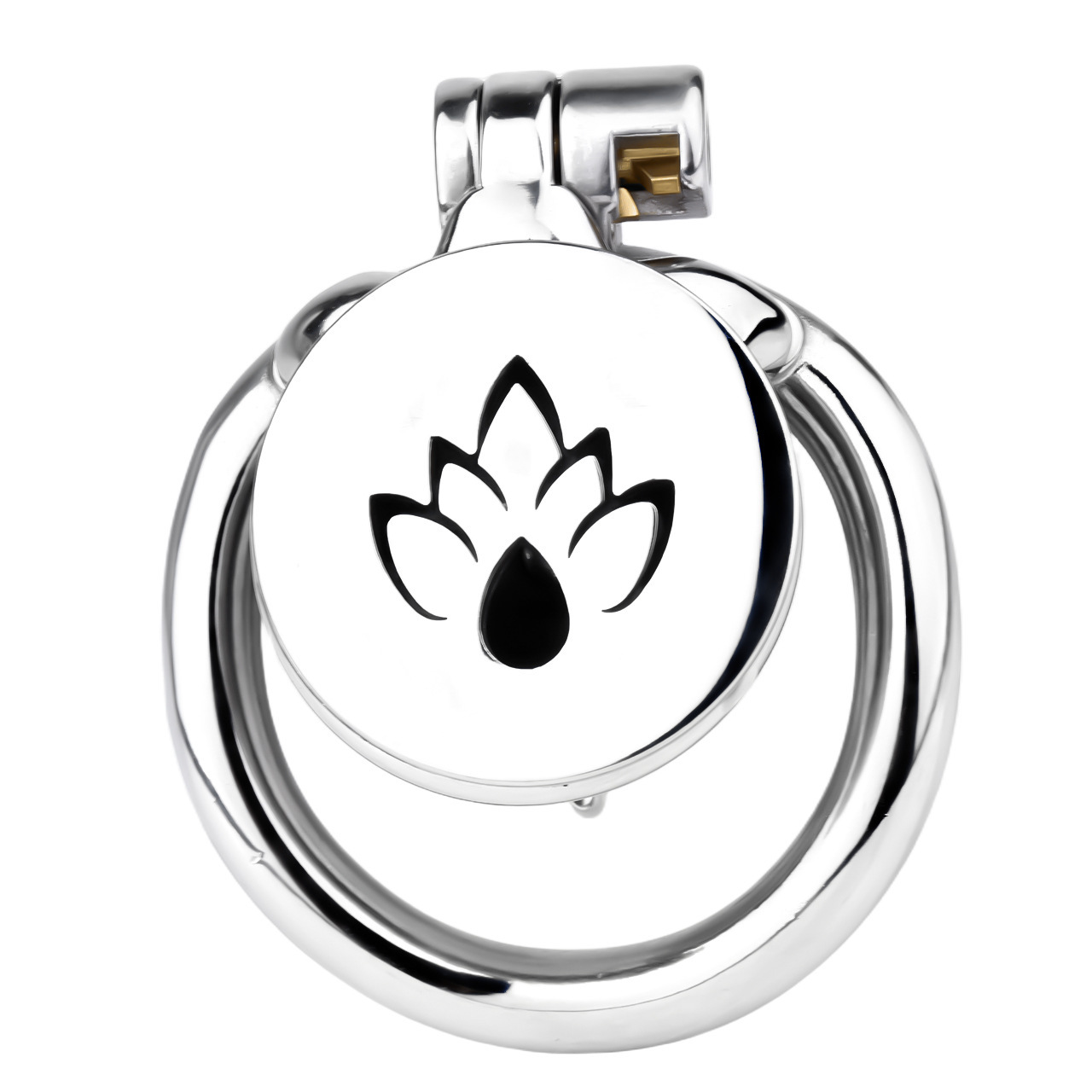 Stainless Steel Male Chastity Device with Lotus Shield — Secure Metal Chastity Cage for Long-Term Wear-ToyAura