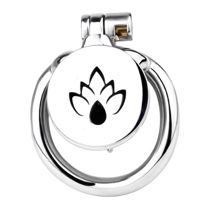 Stainless Steel Male Chastity Device with Lotus Shield — Secure Metal Chastity Cage for Long-Term Wear-ToyAura
