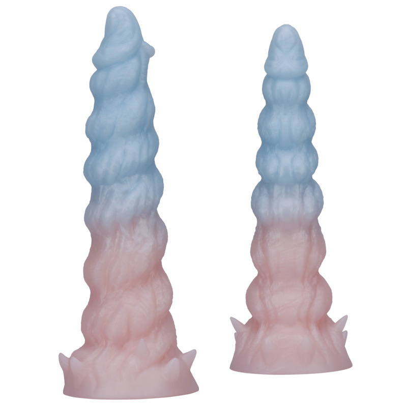 Textured Silicone Dildo – Gradient Blue & Pink, Unique Spiral Design
