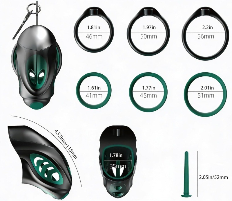 Alien Design Male Chastity Cage with Silicone Ring