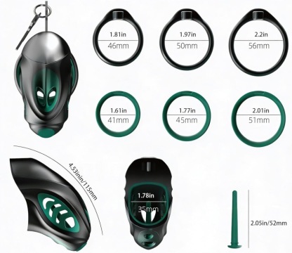 Alien Design Male Chastity Cage with Silicone Ring