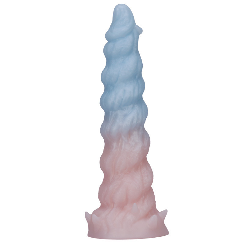 Textured Silicone Dildo – Gradient Blue & Pink, Unique Spiral Design