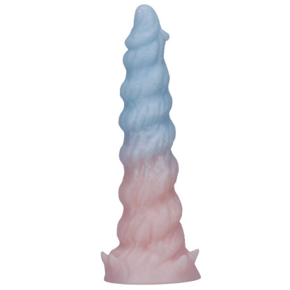 Textured Silicone Dildo – Gradient Blue & Pink, Unique Spiral Design