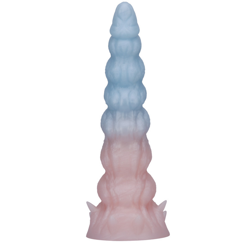 Textured Silicone Dildo – Gradient Blue & Pink, Unique Spiral Design