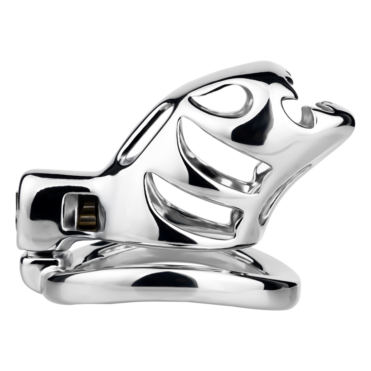 Metal Chastity Lock with Adjustable Strap – Secure Stainless Steel Chastity Cage