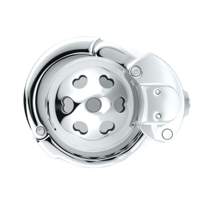 Metal Cock Chastity Cage with Invisible Button Lock – 6-Size Adjustable, Ventilated Flat-Style Chastity Device for Men-ToyAura