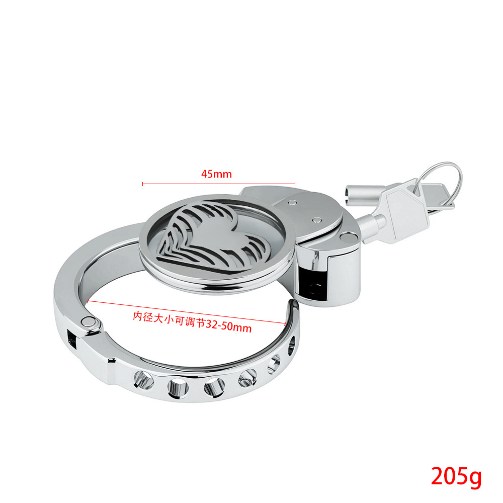 Men's Stainless Steel Heart-Shaped Chastity Cage | Includes 6 Adjustable Rings (32–50 mm)