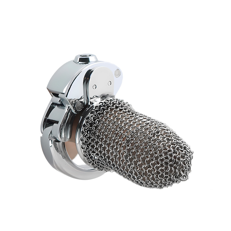 Stainless Steel Mesh Chastity Cage for Men | Breathable Chainmail Design with Adjustable Base Ring