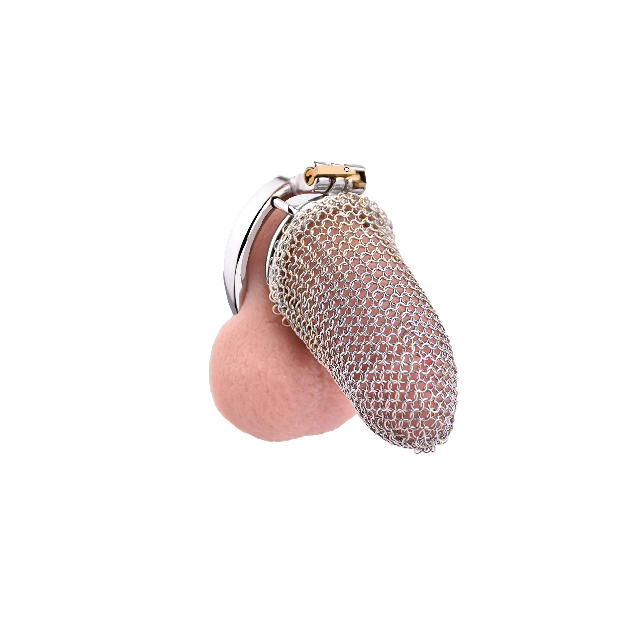 Lightweight Breathable Mesh Male Chastity Cage with One-Touch Closure and Adjustable Carabiner Lock