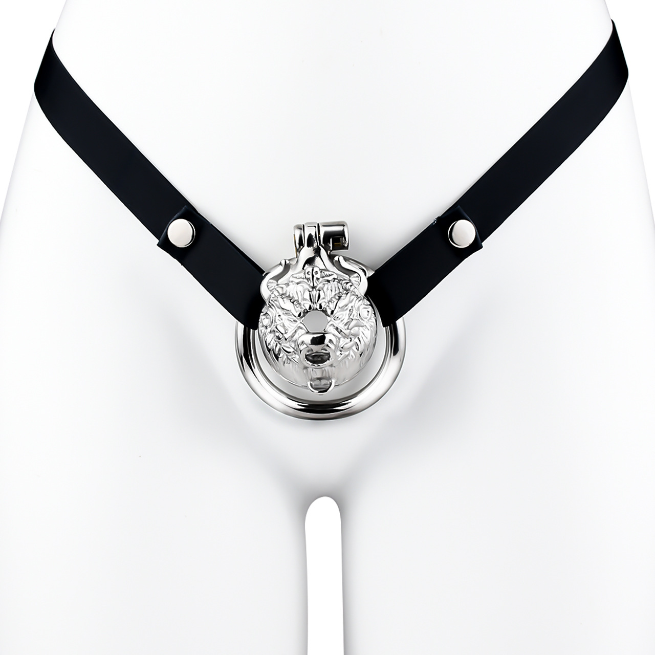 Tiger Head Metal Chastity Cage with Elastic Strap