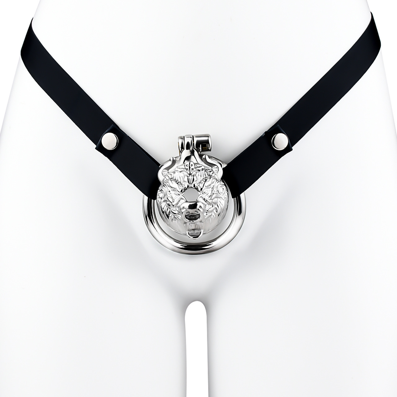 Tiger Head Metal Chastity Cage with Elastic Strap